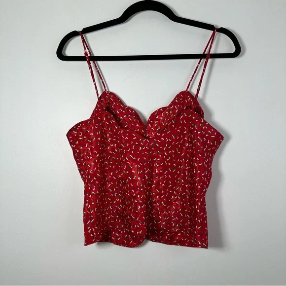 Victoria’s Secret Gold Label Vintage Red Floral Camisole Size M Coquette - Picture 2 of 5